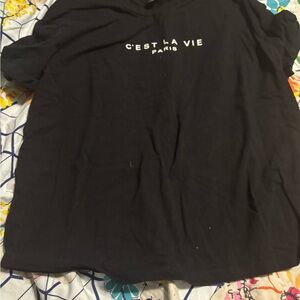 SHEIN Black Tee with Floral Accents